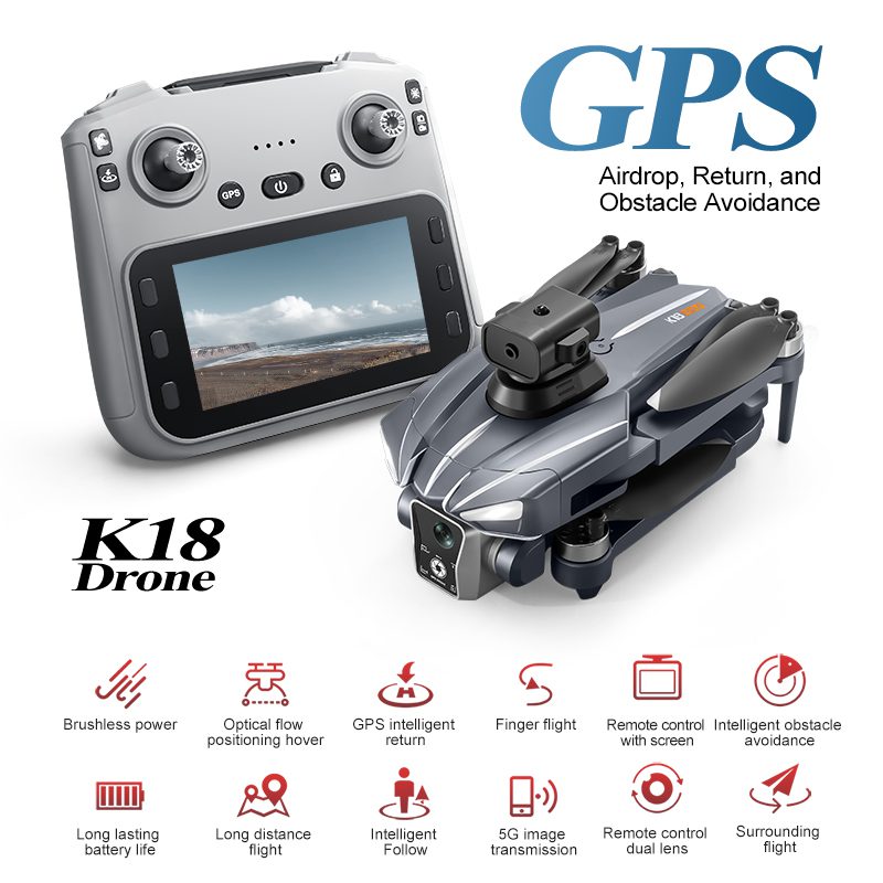 Airdrop GPS Drone 4.5" Screen 4K HD UAV K18MAX — изображение 8