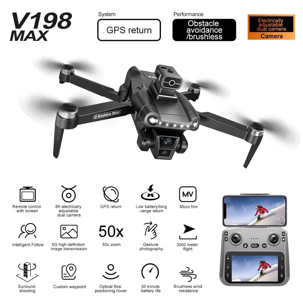 Professional GPS Drone 8k HD Camera UAV V198MAX — изображение 10